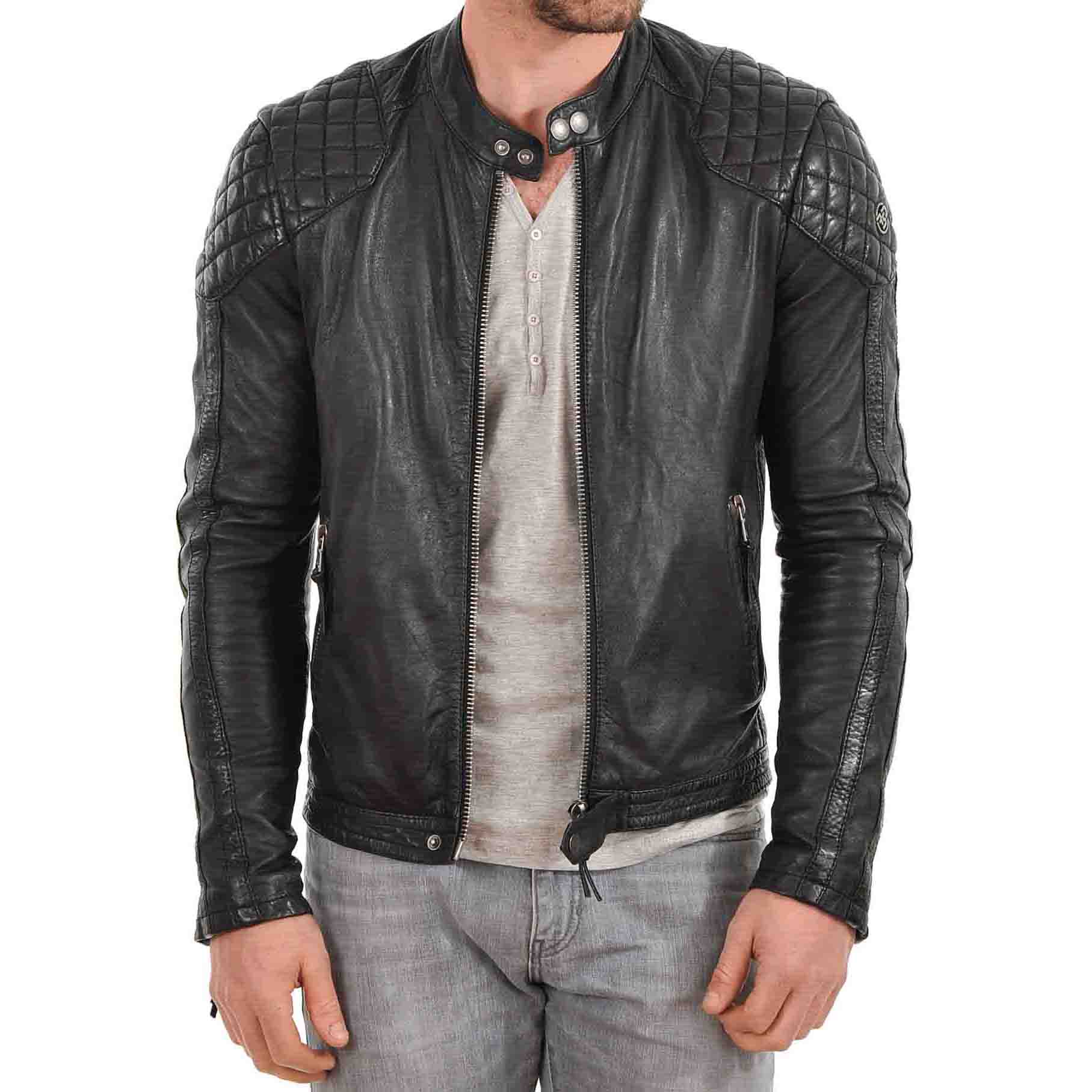 

SkinOutfit Men s Genuine Lambskin Black Leather Jacket Stylish Motorcycle Bomber Biker Outerwear MJ 50 XL чорний