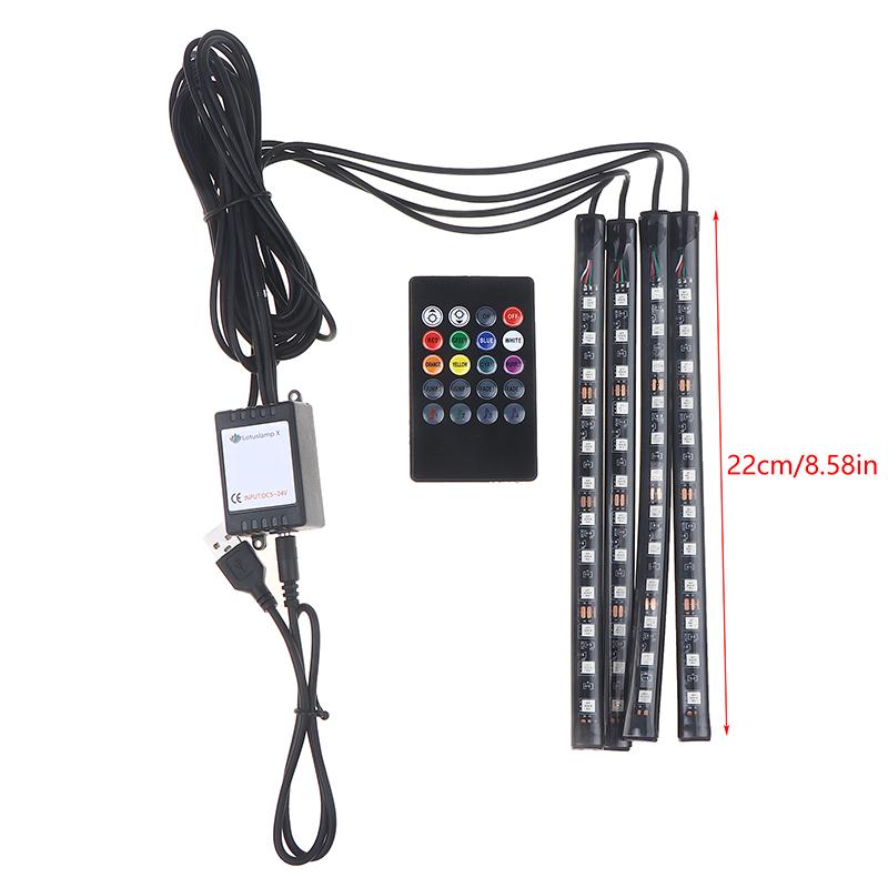 48 Led Rgb Car Foot Ambient Light With Usb Cigarette Automotive Interior Lights Strip Decoration Bar Remote/Voice Control