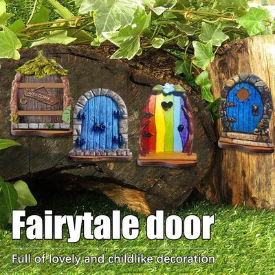 Yegbong Garten Märchen Miniatur Holztür für Hofdekoration