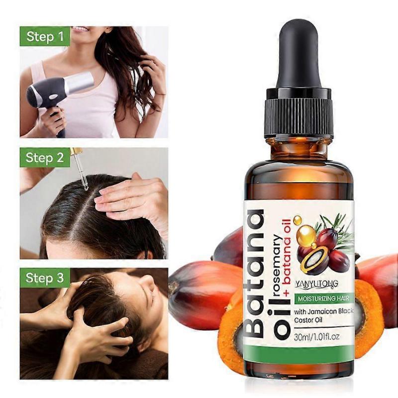 3Pcs Batana Oil, 100% Natural Batana Oil for Hair Growth, Eliminates Split Ends, Prevent Hair Loss, Restores Damaged Hair, 30ml