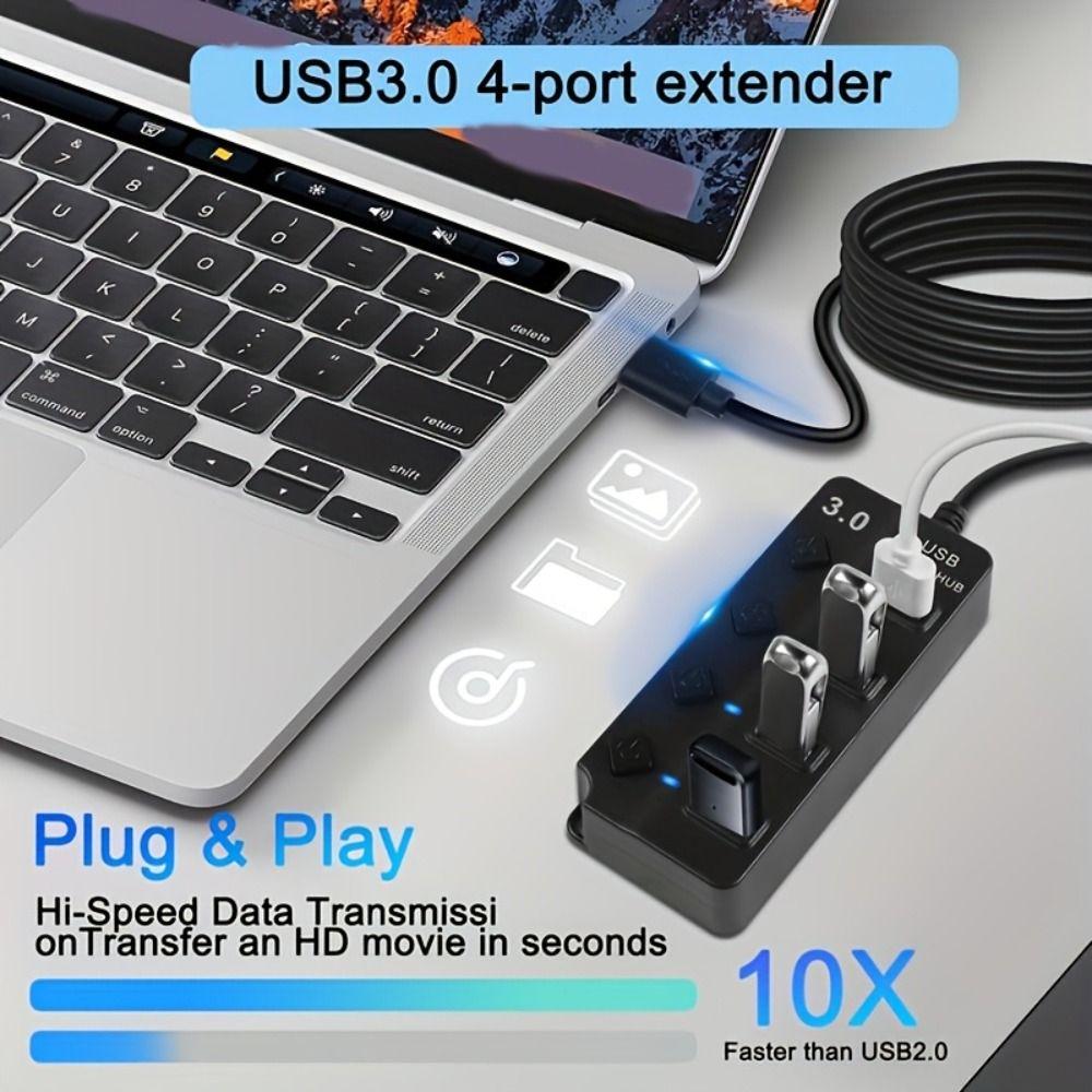 With Switch USB 3.0 Hub 5Gbps High Speed Multiple Expander Hub Multi USB Splitter  Docking Stations