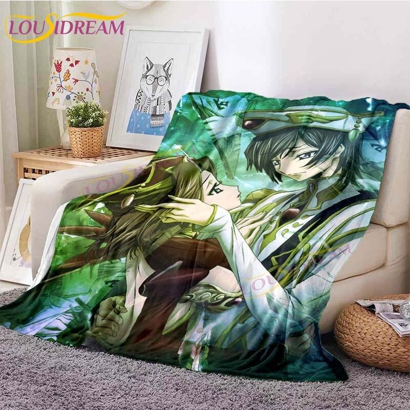 Classic Anime Blanket Code Geass Flannel Throw Blanket Lelouch Chair Sofa Lazy Blankets Cartoon Blankets for Home Bedroom Travel