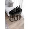 C Hourglass Nesting Table Set Of 3 Black Legs - Black Glass