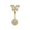 Stainless Steel Crystal Zircon Piercing Belly Bow Knot Belly Rings Butterfly Navel Jewelry  Women