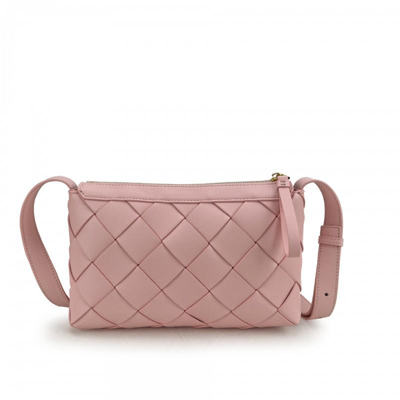 Minimalist Woven Square Crossbody Bag In Genuine Leather Lightweight Daily Use Shoulder Women