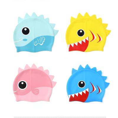New Kids Badmutsen Leuke Cartoon Dinosaurus Jongens Meisjes Badmuts Zachte Siliconen Waterdichte Kinderen Badmuts Hoed Hoge Elastiek