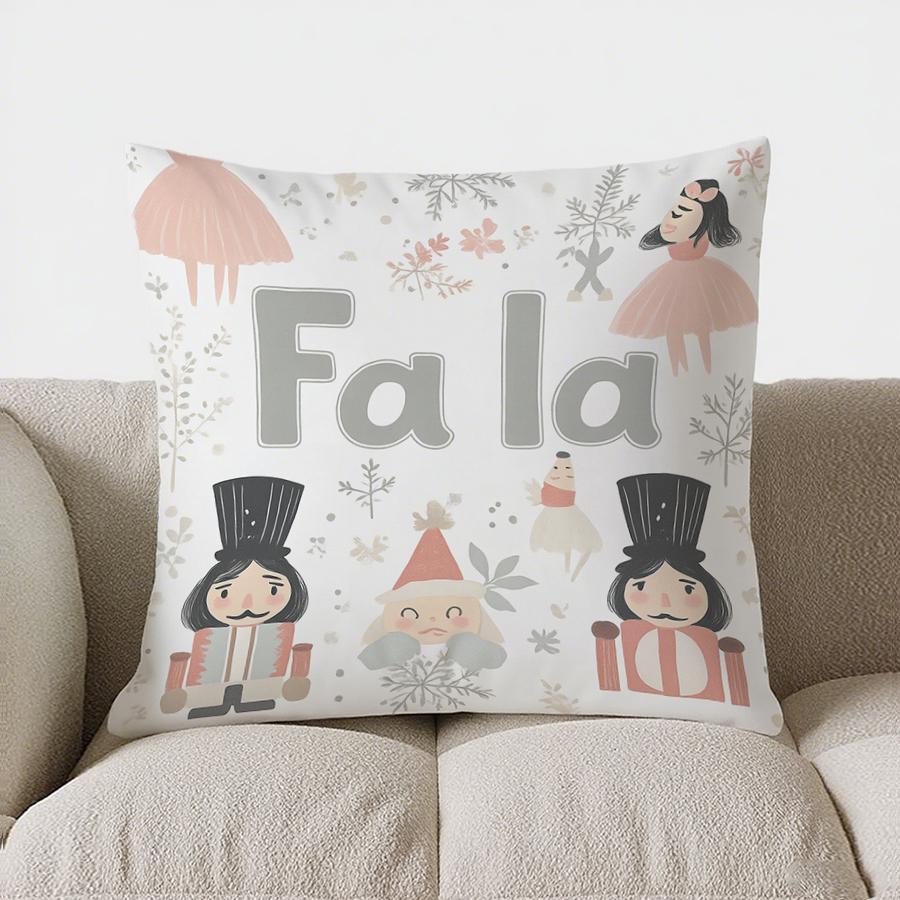 Home Decor Merry & Bright Ballet Girl Christmas Pillow Pattern Cushion Cover Suitable For Sofa Bedroom Car Pillow Cover