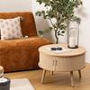 Nysos Round Beige Coffee Table With Sliding Doors Japandi