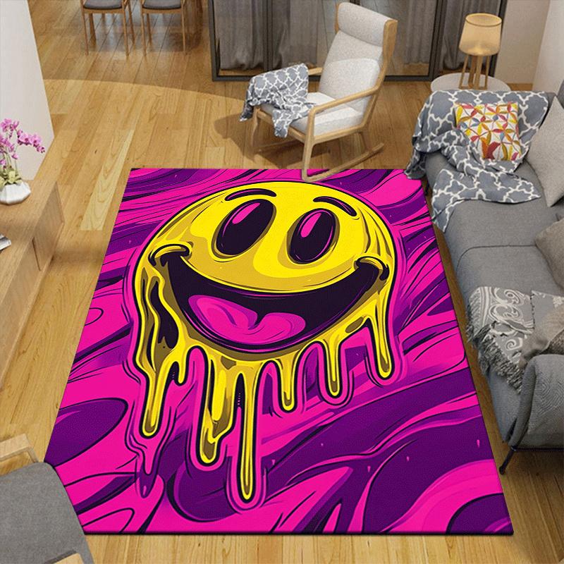 1pc Joyful Face Pattern Area Rug, Anti Slip Non Shedding Stain Resistant Carpet