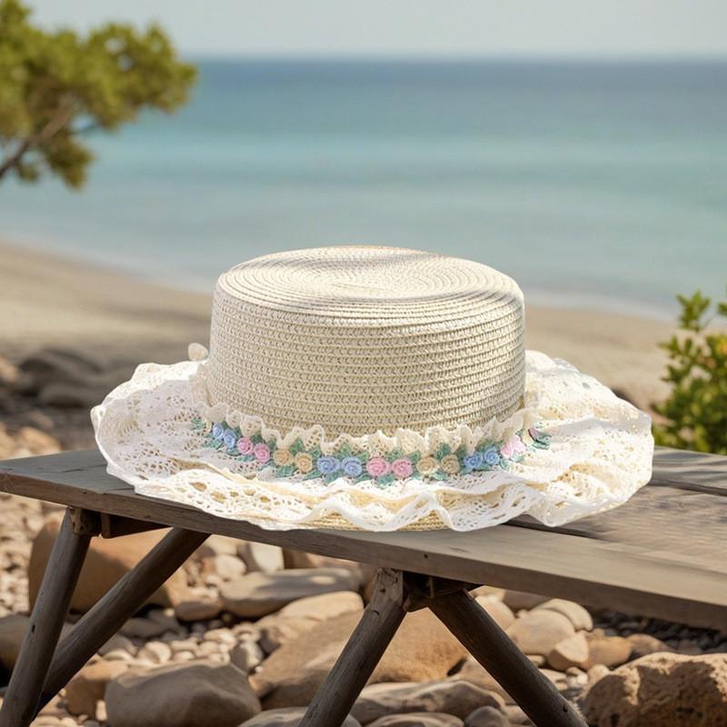 Womens Wide Brim Straw Hat With Breathable Weaving For Sun Protection And Resort Wear