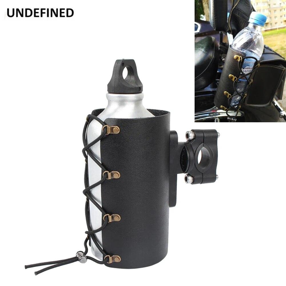 Motorrad-Getränkehalter aus Leder, 22–28 mm, Lenker, Getränkehalter, Kaffee-/Wasserflaschenhalterung, Ständer, Auto-Styling, Fahrräder, universell