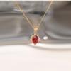 Natural Red Garnet Pendant Necklace for Women, 925 Sterling Silver, Vintage Luxe Feel