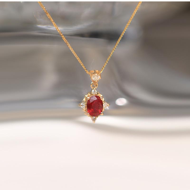 

Natural Red Garnet Pendant Necklace for Women, 925 Sterling Silver, Vintage Luxe Feel 925 silver