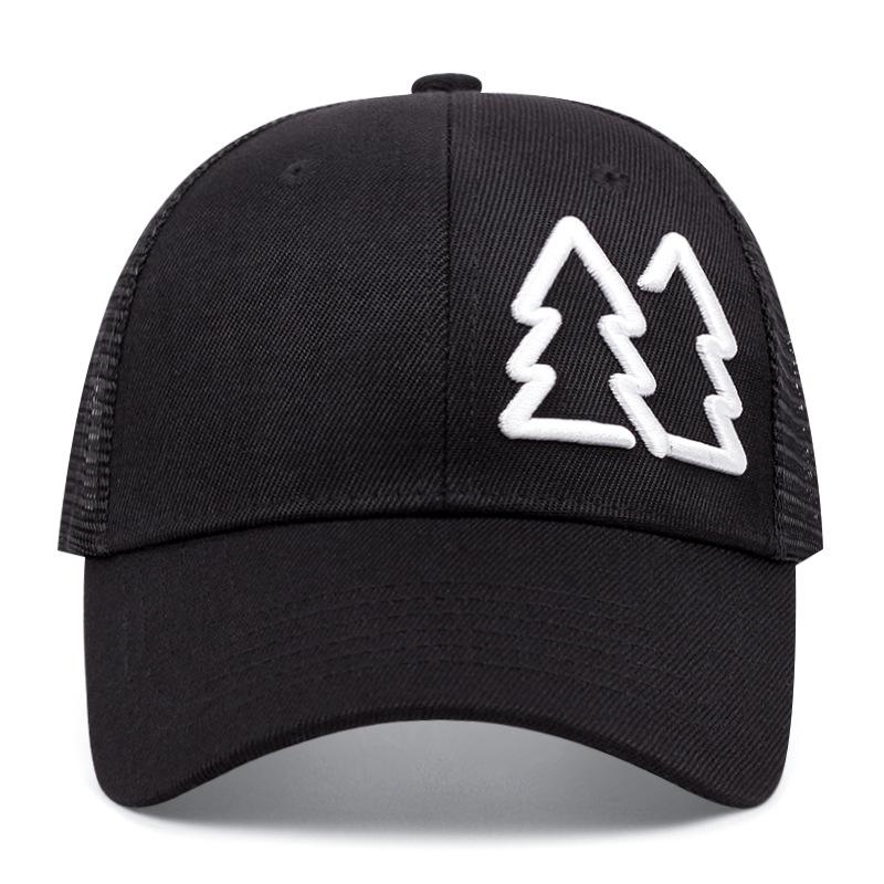 Baseball Cap with Mountain Peak Embroidery On the Side, Mesh Stitching, Hard Top Breathable Sun Hat, Outdoor Sports Cap