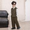 Boys Formal Suit Set 4 Piece School Kids Vest Shirt Pants Tie Gentleman Outfit for Wedding Party Birthday Photoshoot Performance 2-12Y