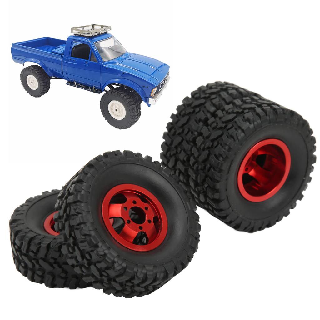 4 Pieces RC Car Tires Wheel Rims Radio Control Tires Rubber Tires Easy to Install for WPL C14 C24 B14 B24 B16 B36 RC Car Modification DIY RC Car DIY