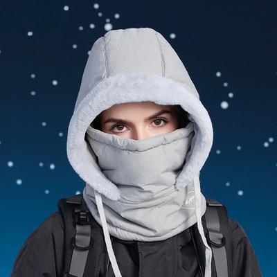 Plush Warm Hat Thickened Beanies Cap Outdoor Windproof Scarf One-Piece Hat Hood Cover Fleece Hat for Cycling Running Waterproof