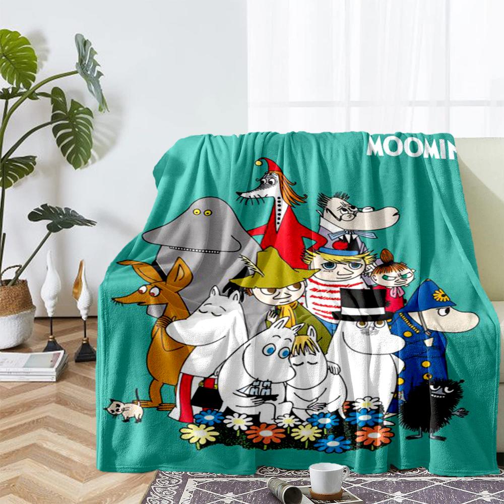 Moomin Temalı Baskılı Battaniye - Kanepe, Yatak, Seyahat ve Dış Mekan Kullanımı İçin Mükemmel | Makinede Yıkanabilir, Rahat ve Dayanıklı.