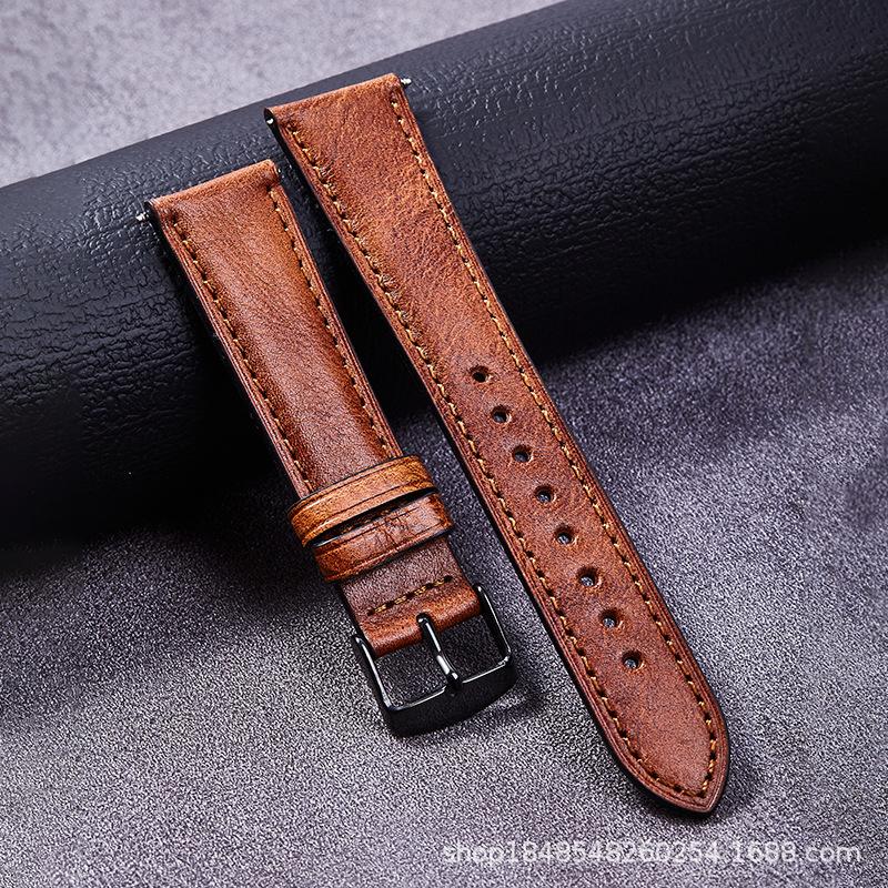 

Cowhide Watch Strap Is Suitable For 22Mm Pin Buckle High-End Tree Height Leather Lychee Pattern Strap 22mm black buckle темно-рудий