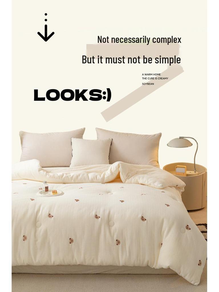 Edredom de Gaze de Camada Dupla de Fibra de Soja - Quente Inverno, Primavera/Outono, Edredom de Algodão Infantil e Inserção de Edredom Fresco de Verão