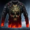 Men Hoodies 3D Print Horror Flaming Skull Graphic Fashion New Style Casual Pullover  Personality Oversize Men’s Clothing Tops