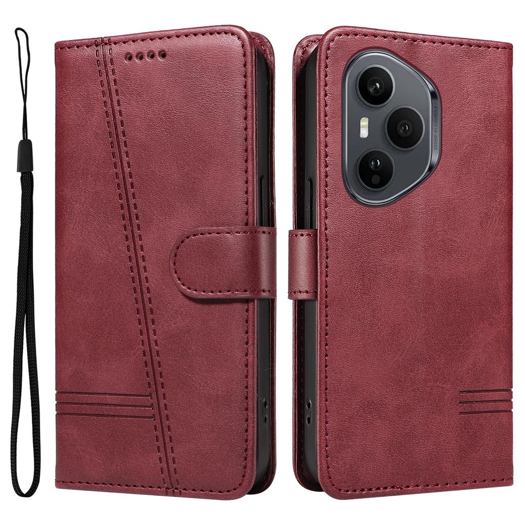 For Honor 400 Pro 5G (Global) Wallet Case T-Shape Lines Leather Phone Cover Stand