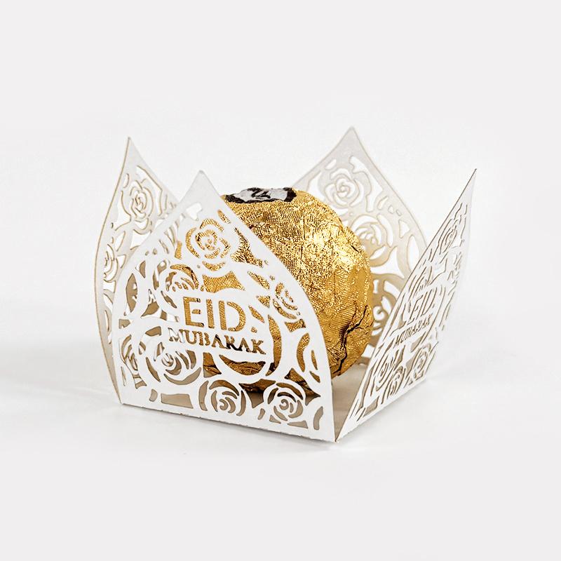 

10-50Pcs Eid Mubarak Decoration Chocolate Wrappers Paper Candy Food Tray Box Ramadan Kareem Islamic Muslim Party Supplies 2025 10pcs белый