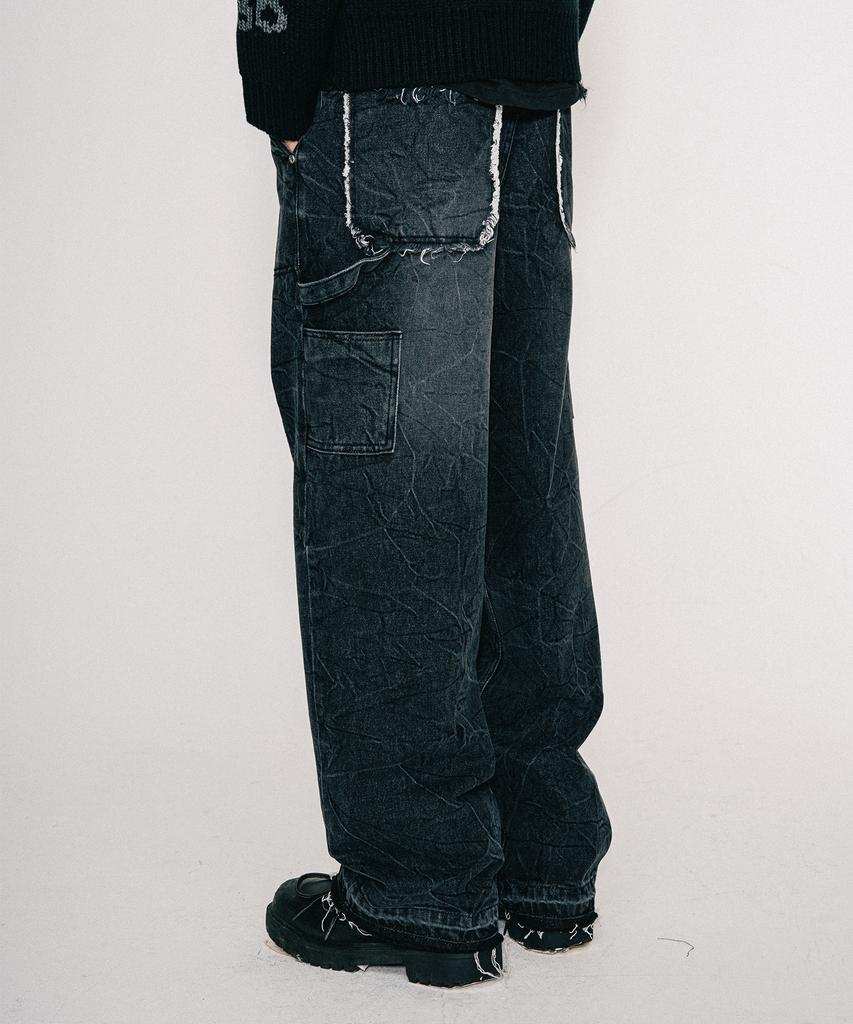 VASTIC Wrinkle Washed Carpenter Pants_Black