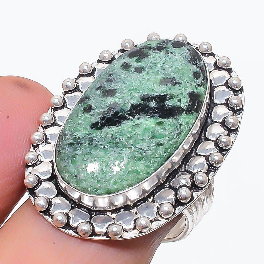 Natural Ruby Zosite Gemstone 925 Sterling Silver Jewelry Ring Size 8.5 T2s85