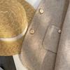 2025 French Style Woolen Coat: Oatmeal Color Block, Short Double-Sided Design, Versatile for Autumn/Winter