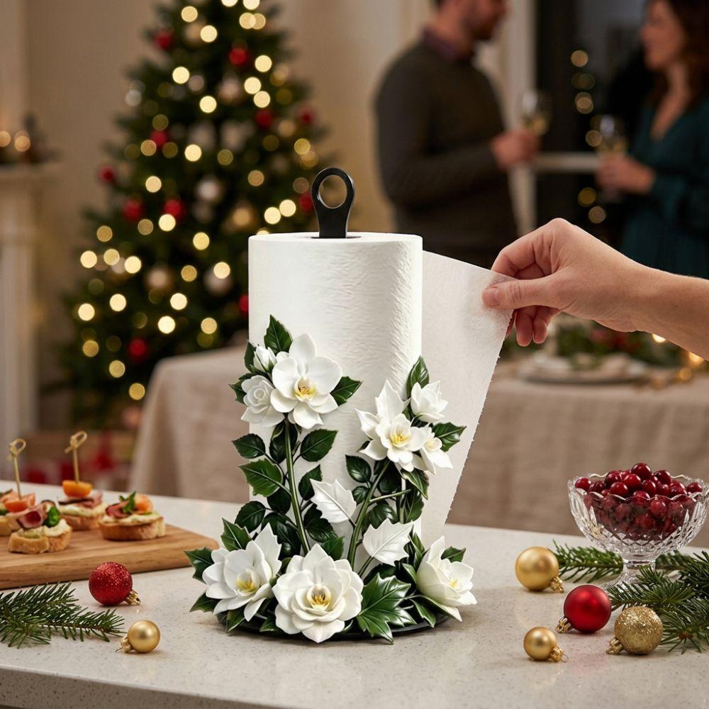 Freestanding Christmas Paper Towel Holder Acrylic Wood Base Kitchen Roll Dispenser Living Room