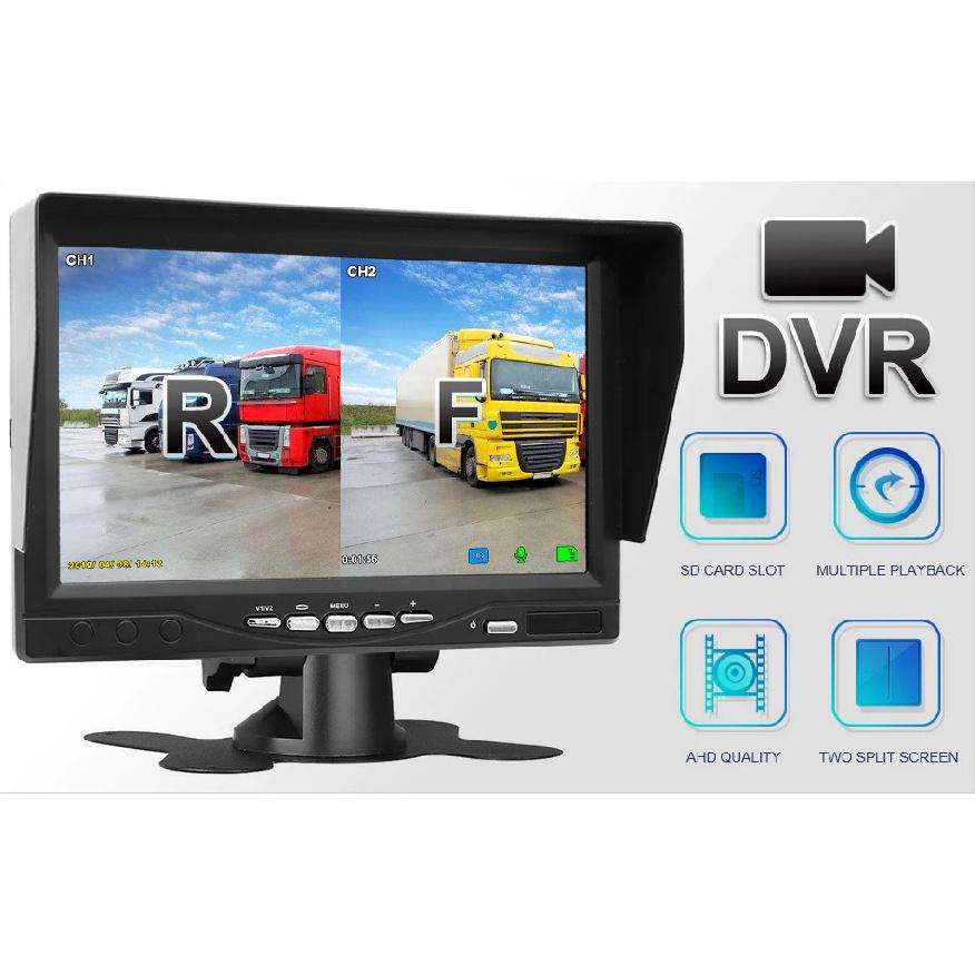 GreenYi AHD Recording DVR 7 Inch Car Monitor with 1920*1080P Vehicle Rear View Camera for Truck Bus Support SD Card