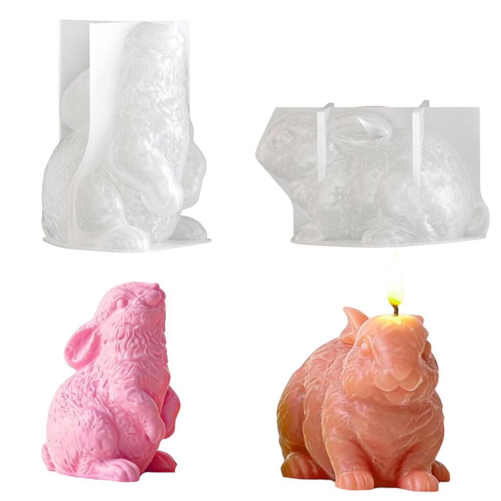 Easter Silicone Mold Casting Mold Easter Bunny Candle Mold 3D Rabbit Easter Soap Mould Plaster Ornament Crafting Making Supplies