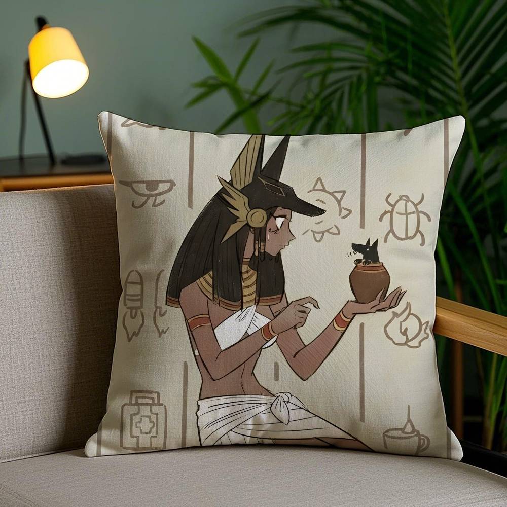 

Ancient Egyptian Art Pillow Case Anti-dustmite Pillowcase Invisible zipper silky short plush Sofa cushion cover 12x12Inch
