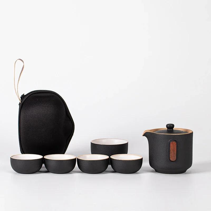 Chinese Travel Kung Fu Tea Set Ceramic Portable Teapot Porcelain Teaset Gaiwan Tea Cups of Tea Ceremony Tea Pot With Travel Bag