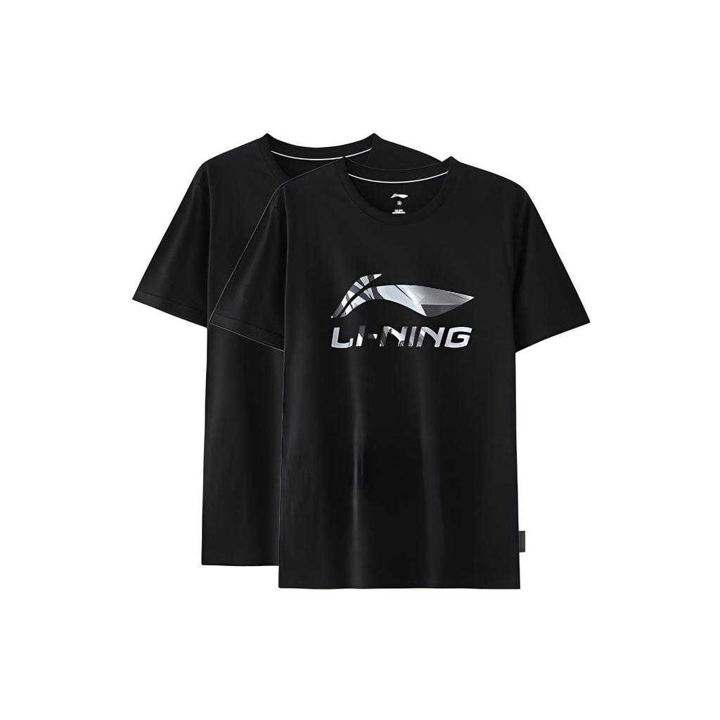 Li Ning Logo Print Sports Round Neck T-Shirt Men Tops Black AHSS775-1