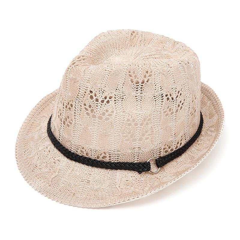 Summer Men Women Hollow Mesh Panama Hat British Retro Jazz Hat Vacation Breathable Sun Protection Sunshade Hat
