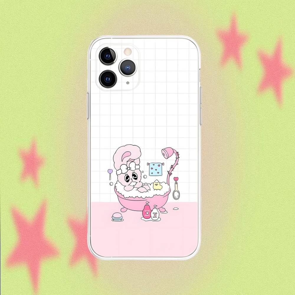 Esther Bunny Cute For iPhone 17,16,15,14,13,12,11,Air,X,XR,Pro,Max,Plus Transparent Clear Cover