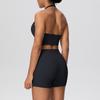 Cross-Border Halter Sports Vest & High-Waist Pocket Yoga Shorts Set