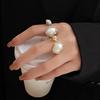 Unregelmäßiger ovaler Imitations-Barockperlen-Öffnungsring für Damen Mädchen Leichter Luxus Französische Mode Schmuck Accessoires