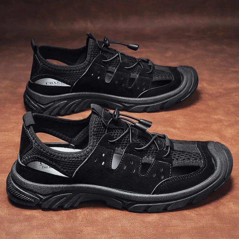 Men Sandals Outdoor Trekking Hiking Shoes Closed Toe Slippers Comfortable Beach Fisherman Summer Athletic  Sports