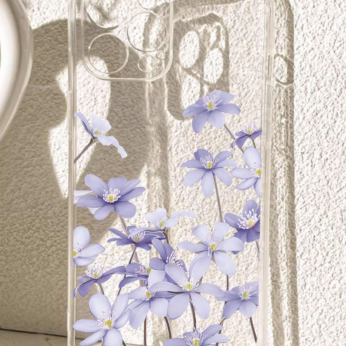 Purple Iris Anti-Drop Clear Case for iPhone 14-17 Pro Max iPhone 12