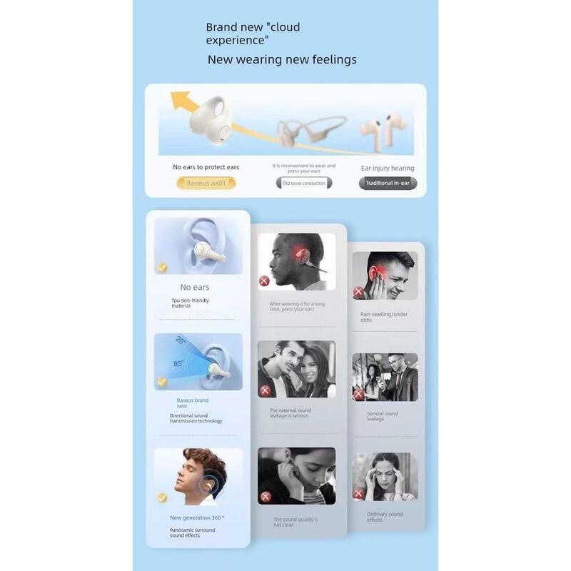 Baseus AS01 Air-Bone Conduction Noise-Cancelling Ear Clip Bluetooth Headphones