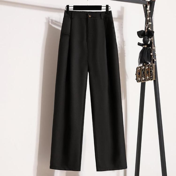 Vintage High Waist Elastic Loose Long Pants Plus Size Women Casual Solid Basic Trousers Female