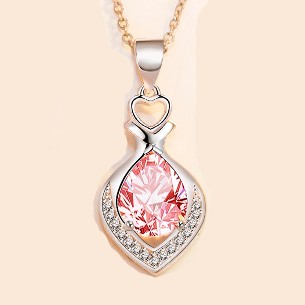 Simple Personality, Slightly Inlaid Zircon Water Drop Heart-Shaped Pendant, Femininity Product, Collarbone Necklace.