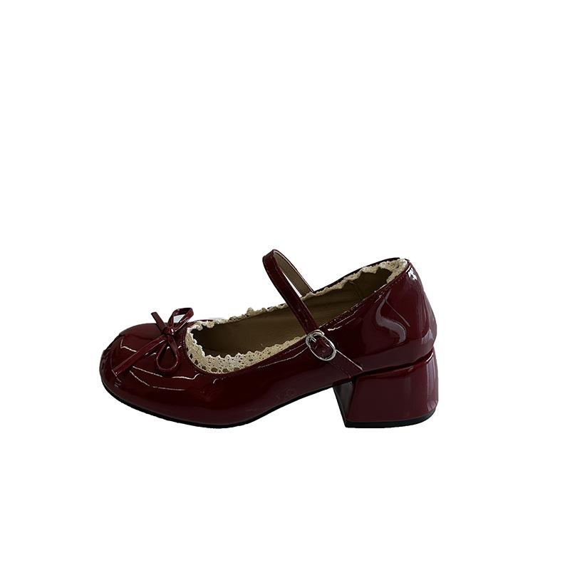 

Премиальные туфли-балетки с бантиком, темпераментные, маленькие кожаные туфли, женские, 2025, новый летний тренд, высота, туфли Мэри Джейн с кружевной отделкой 35