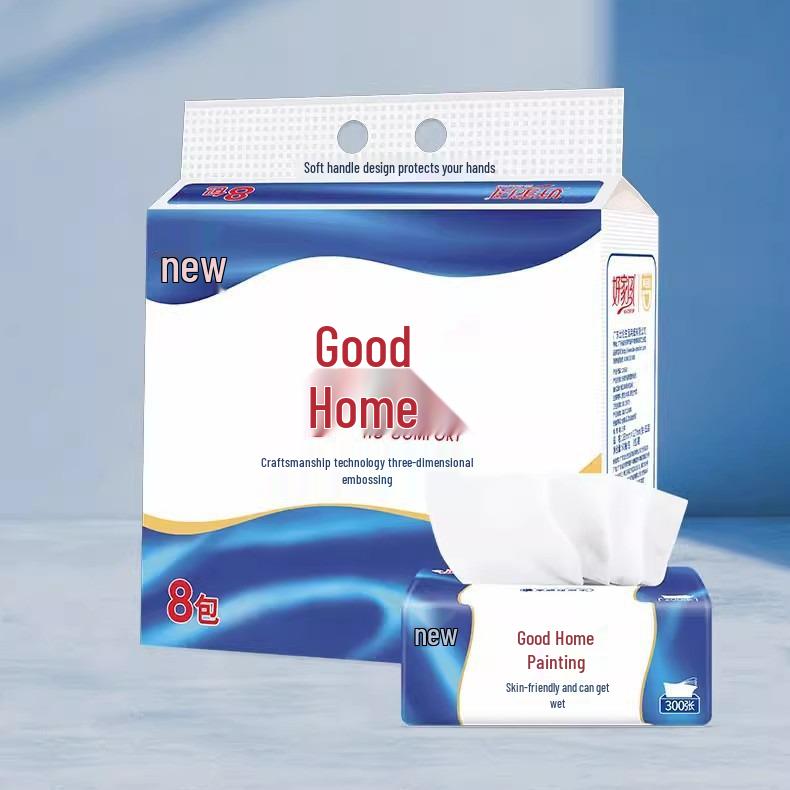 Good Family Tissue: 8 Pack, 300 Sheets, 5-Layer Thick Facial Toilet Paper 8 packs per bundle, 10 bundles per box