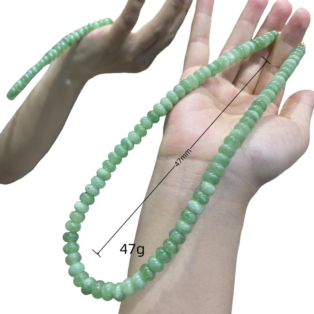 Retro Green Spring And Summer Holiday Necklace Set Love Bubble Gum Green Dongling Natural Stone Beaded Necklace Female