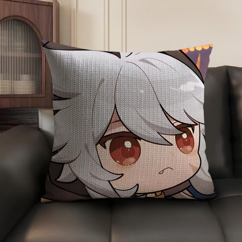 Razor Cute Cute Genshin Impact Cushion Cover Natural Linen Organic Fabric DoubleSided Printing Sofa Home Decor Gift Pillow Case