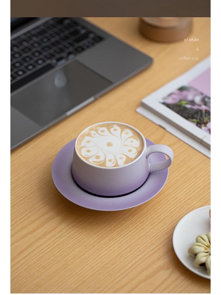High-End Gradient Ceramic Coffee Cup & Saucer Set for Afternoon Tea